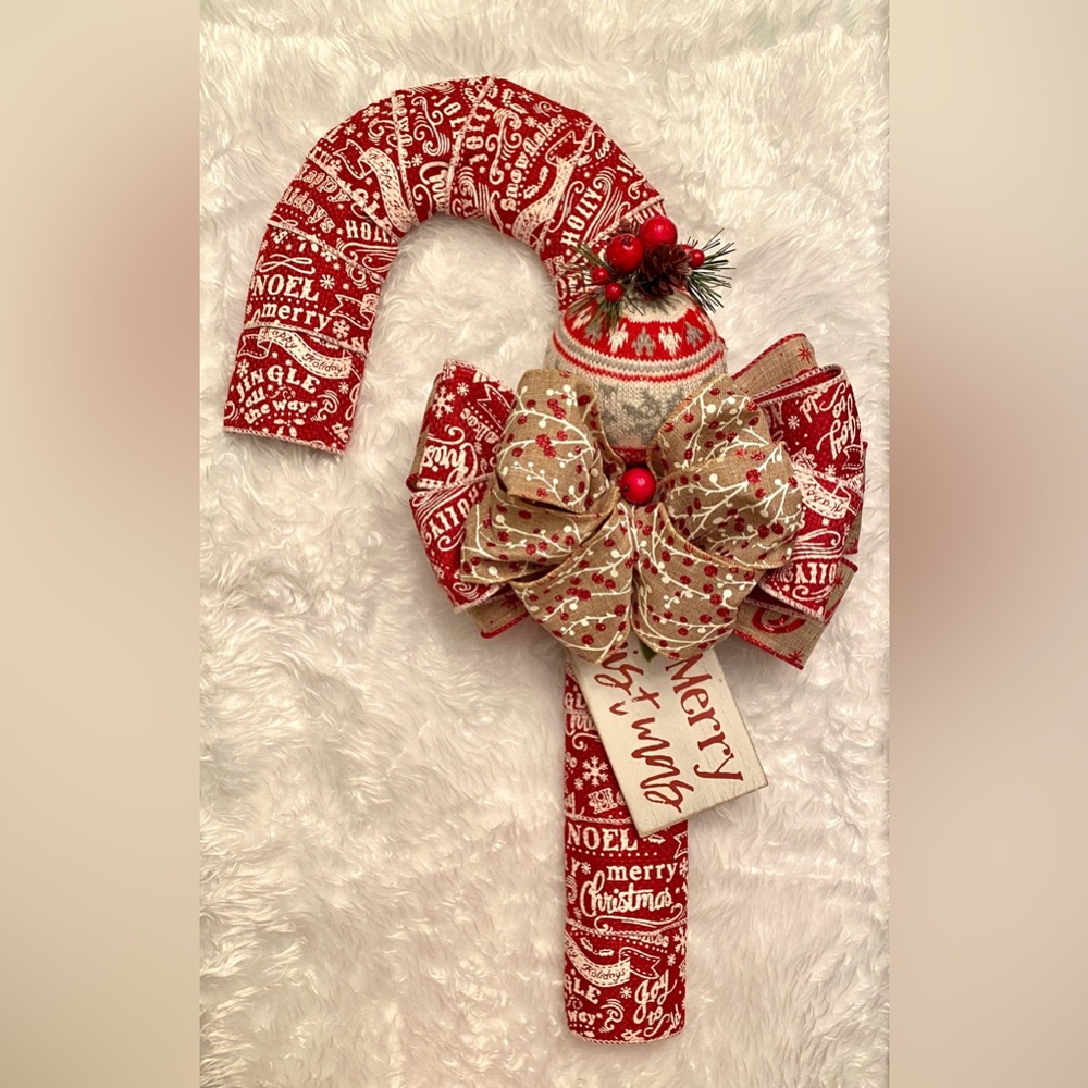 Handmade Candy Cane Holiday Door Hanger